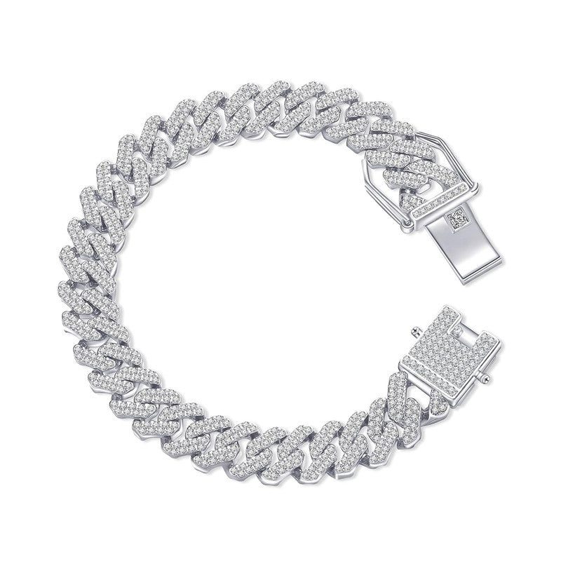 Ikkori Luxe Silver Plated Stainless Steel Cuban Bracelet - Men