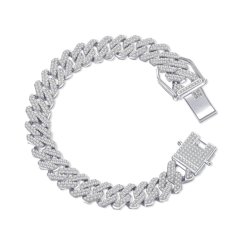 Ikkori Luxe  Silver Plated Stainless Steel Cuban Bracelet - Men