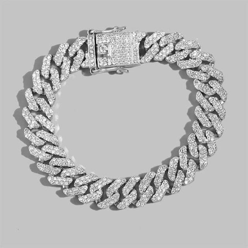 Ikkori Luxe  Silver Plated Stainless Steel Cuban Bracelet - Men