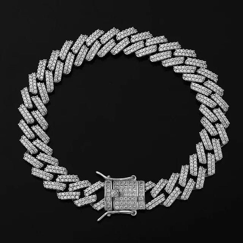 Ikkori Luxe  Silver Plated Stainless Steel Cuban Bracelet - Men